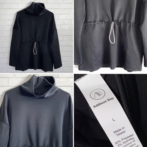 NWOT Tuckernuck x ADDISON BAY $190 iverson pullover in black LG - Picture 2 of 15